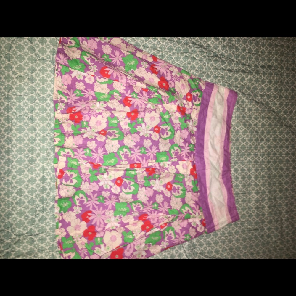 Flower knee length zip up skirt